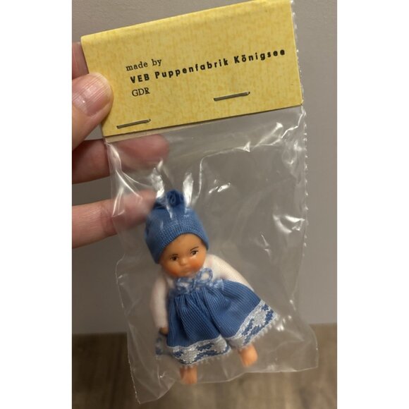 Vintage VEB Puppenfabrik Konigsee GDR 3" Miniature Rubber New In Package - Picture 2 of 4